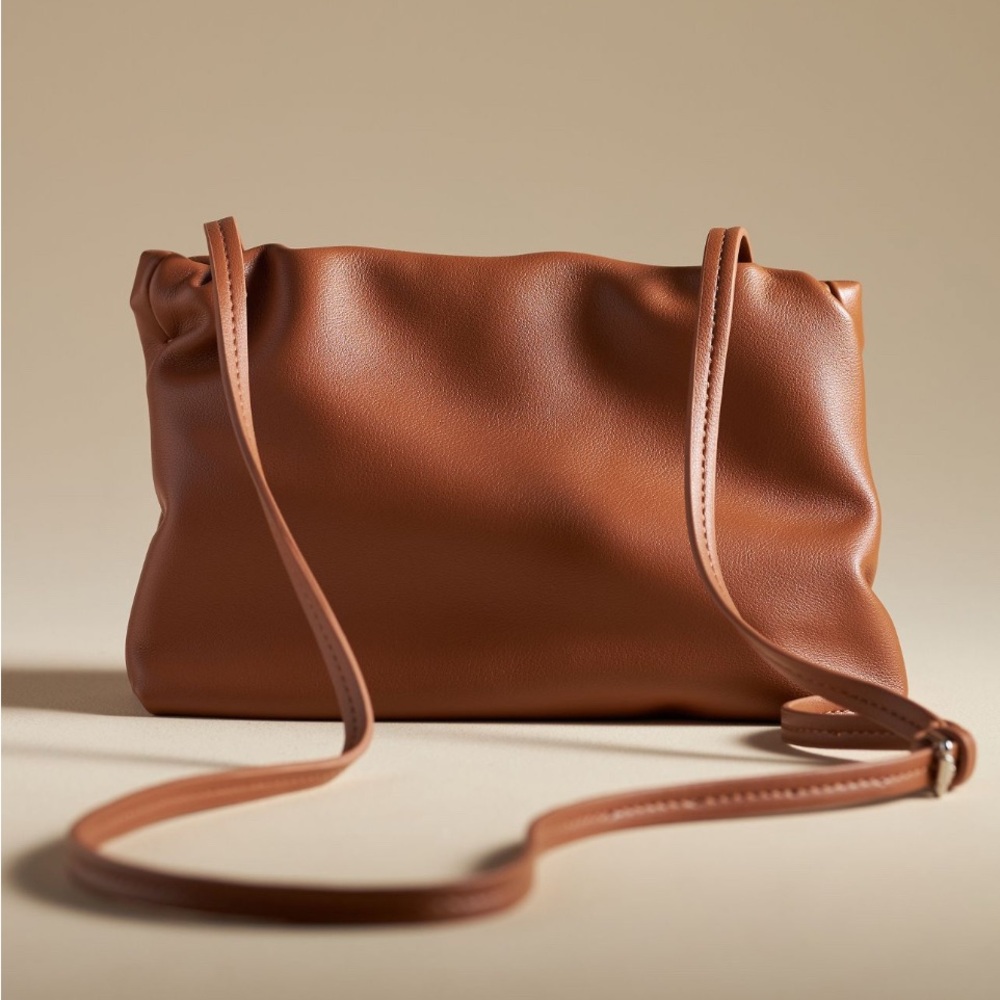 Anthropologie Cinched Faux Leather Clutch, NWT